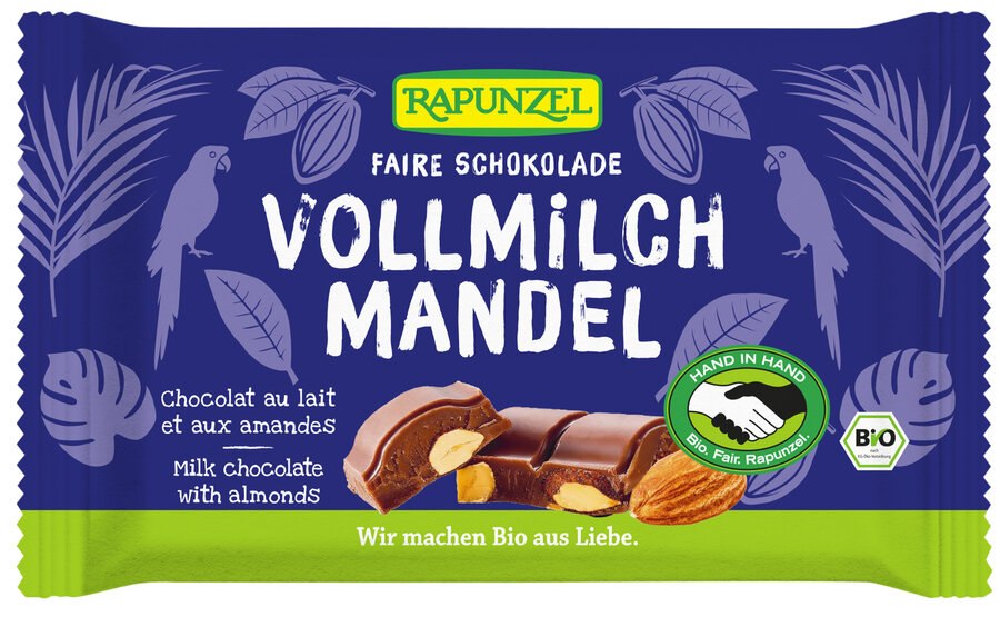 CZEKOLADA MLECZNA Z MIGDAŁAMI BIO 100 g - RAPUNZEL