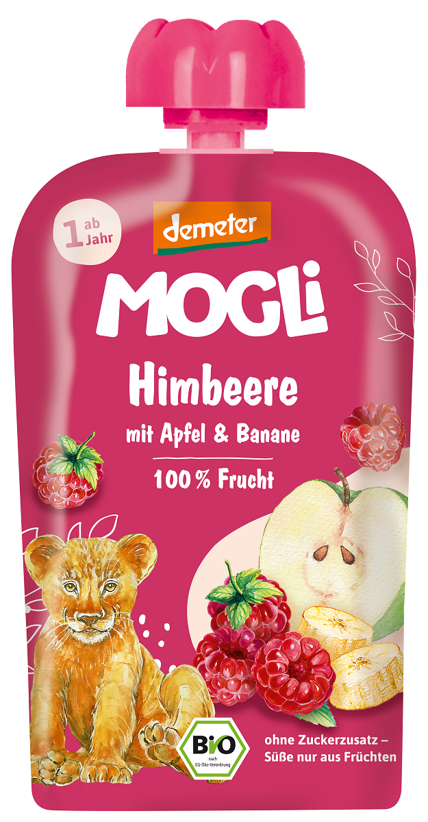 MUS JABŁKO - BANAN - MALINA BEZ DODATKU CUKRÓW OD 1 ROKU DEMETER BIO 100 g - MOGLI