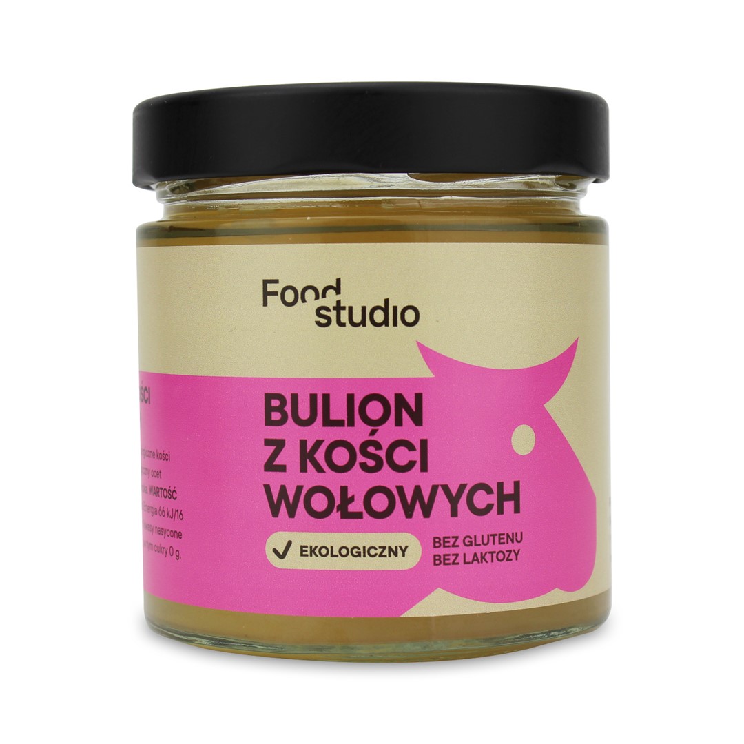 BULION WOŁOWY W PŁYNIE BEZGLUTENOWY BIO (SŁOIK) 350 ml - FOOD STUDIO