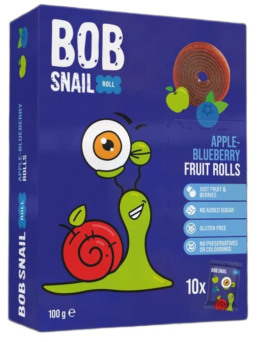 PRZEKĄSKI ROLL JABŁKO - BORÓWKA BEZ DODATKU CUKRÓW BEZGLUTENOWE 100 g - BOB SNAIL