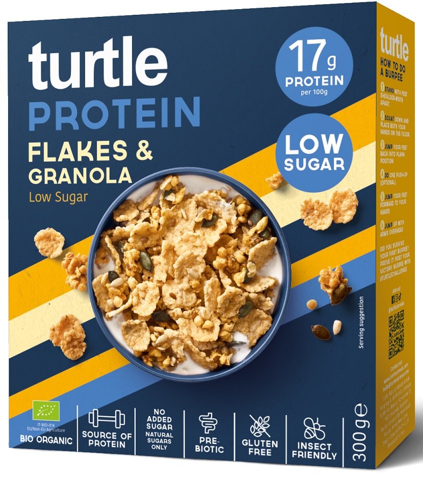 PŁATKI PROTEINOWE Z GRANOLĄ BEZGLUTENOWE BIO 300 g - TURTLE