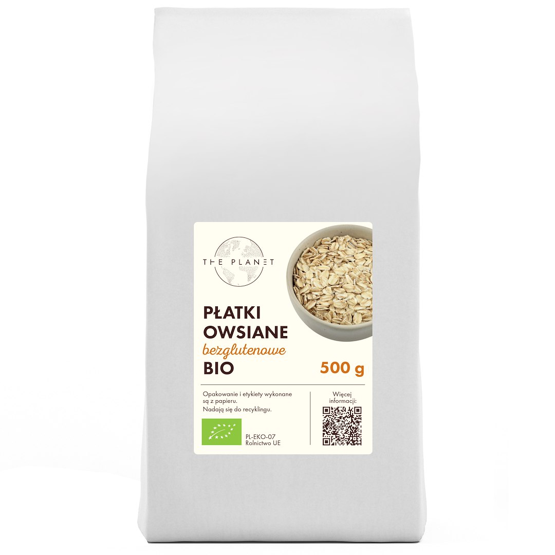 PŁATKI OWSIANE BEZGLUTENOWE BIO 500 g - THE PLANET