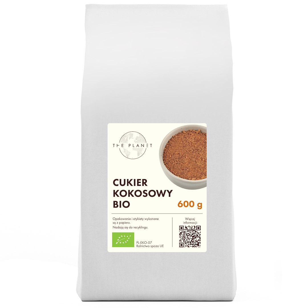 CUKIER KOKOSOWY BIO 600 g - THE PLANET