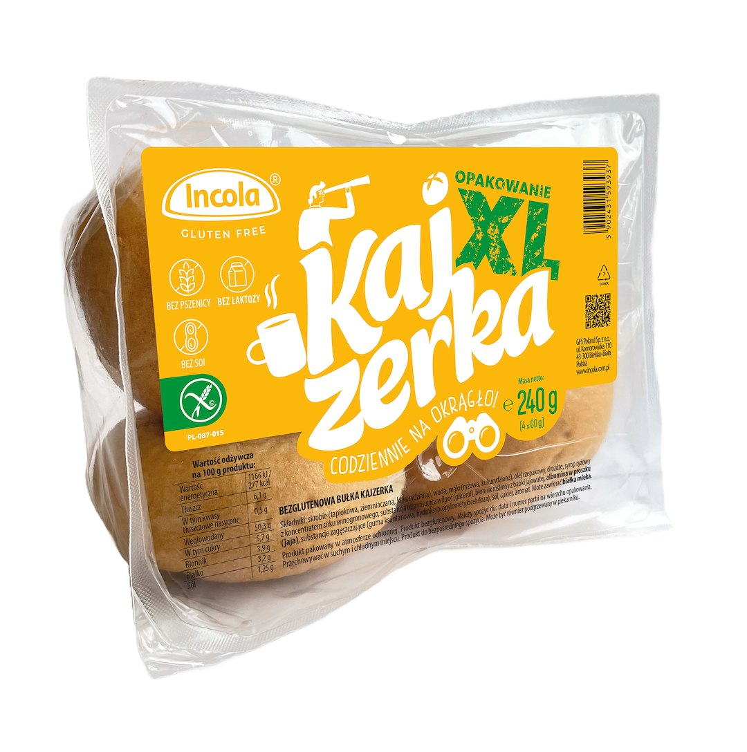 BUŁKI KAJZERKI XL BEZGLUTENOWE (4 szt.) 240 g - INCOLA