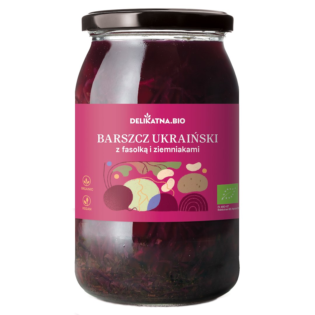 ZUPA BARSZCZ UKRAIŃSKI Z FASOLKĄ I ZIEMNIAKAMI BIO 900 ml - DELIKATNA