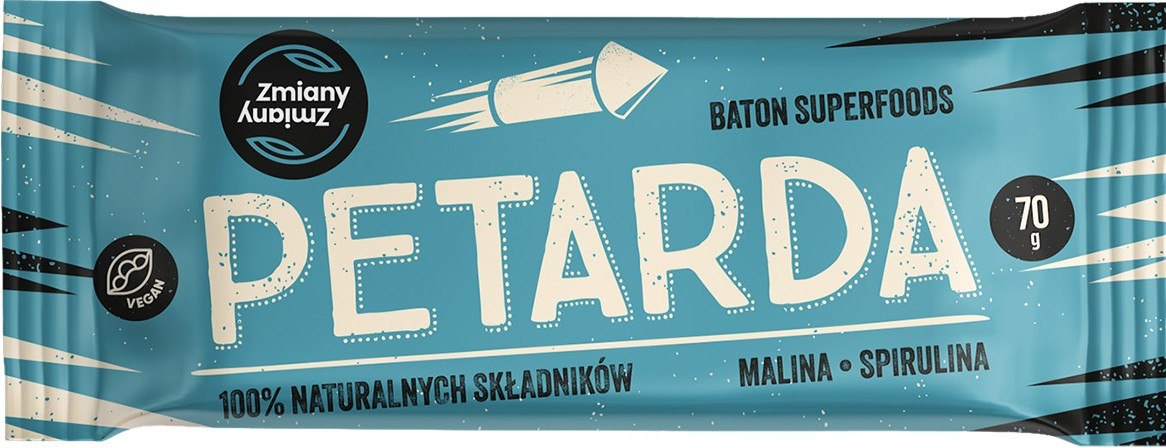 BATON BAKALIOWY Z MALINAMI I SPIRULINĄ PETARDA BEZGLUTENOWY 70 g - ZMIANY ZMIANY