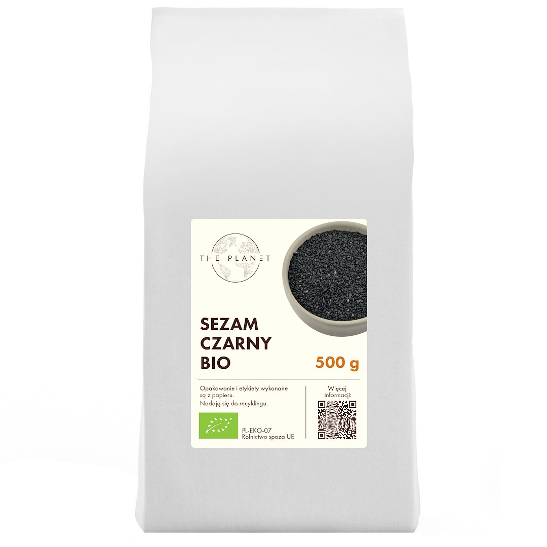 SEZAM CZARNY NIEŁUSKANY BIO 500 g - THE PLANET