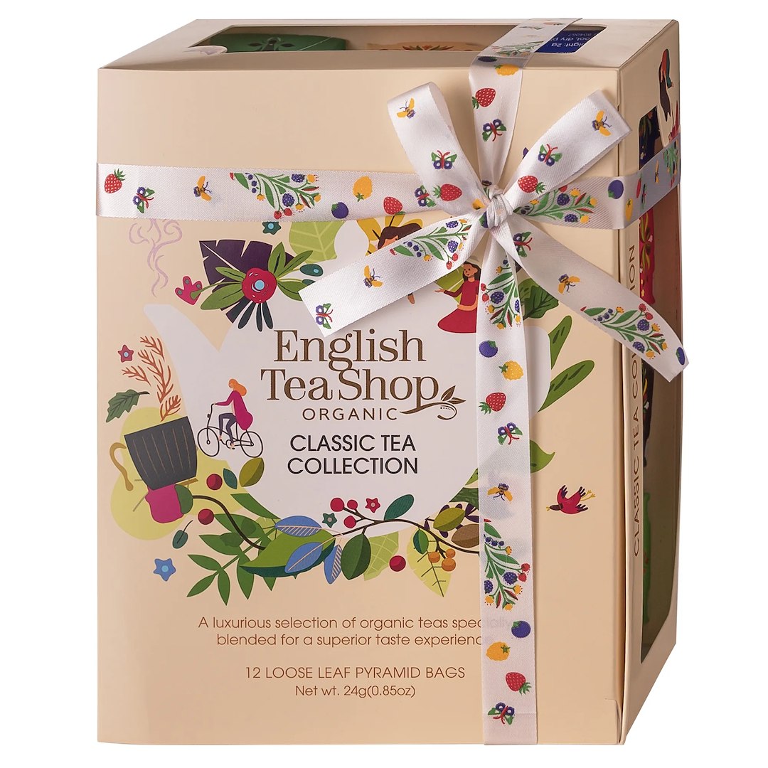 KOLEKCJA HERBAT I HERBATEK KLASYCZNYCH BIO PIRAMIDKI (CLASSIC BEŻOWE – 12 SMAKÓW) (12 x 2 g) 24 g - ENGLISH TEA SHOP ORGANIC