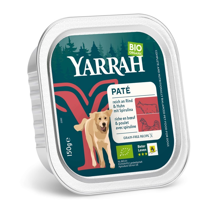 (DLA PSA) PASZTET Z WOŁOWINY I KURCZKA Z ALGAMI MORSKIMI BIO 150 g - YARRAH